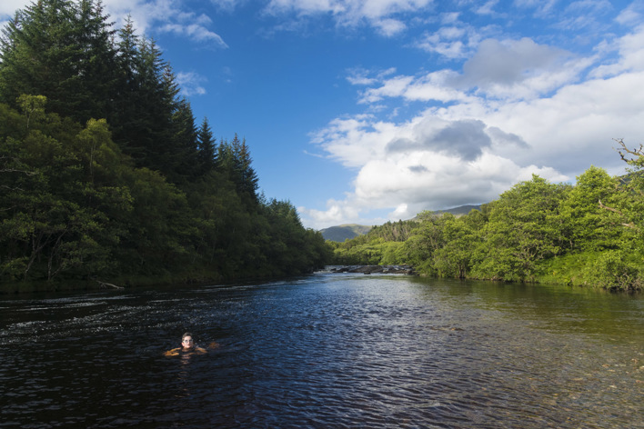 Wild swimming in the River Orchy in Glen Orchy (1)